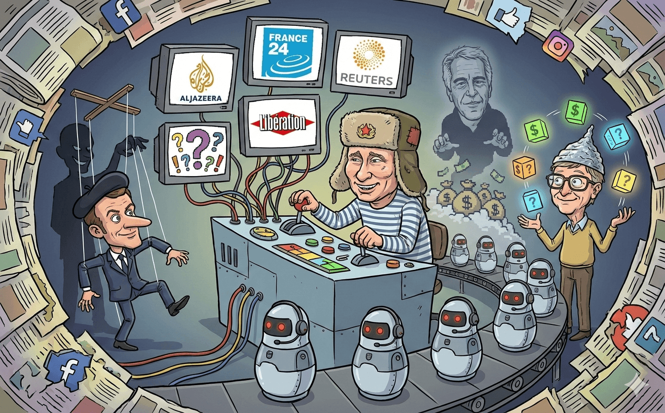 Бот-сеть «Матрёшка» запустила фейки по Эпштейну: Макрон якобы был на острове 18 раз, Новая Каледония стала следующим «островом извращенцев»