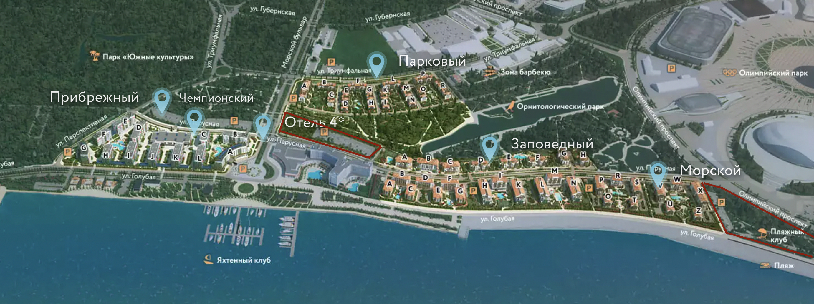 Красным отмечены наиболее крупные участки, которые отсудили у компании Дерипаски