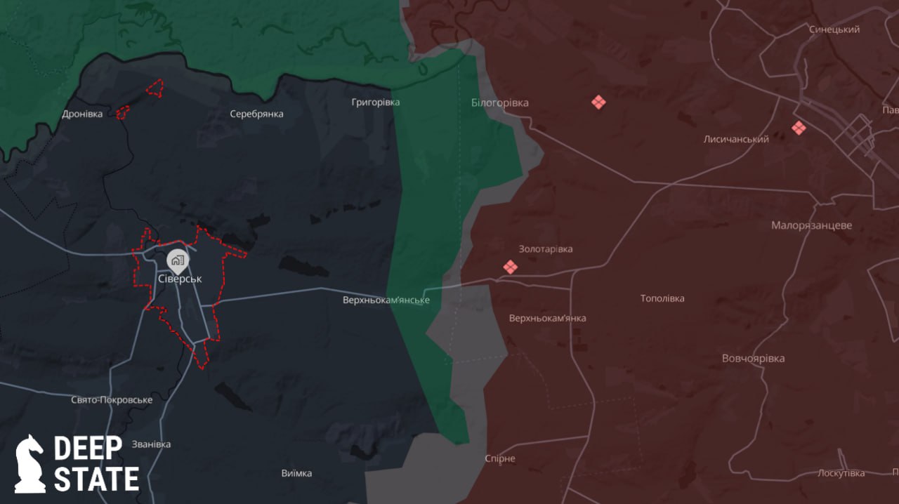 Ситуация на Северском выступе по версии DeepState