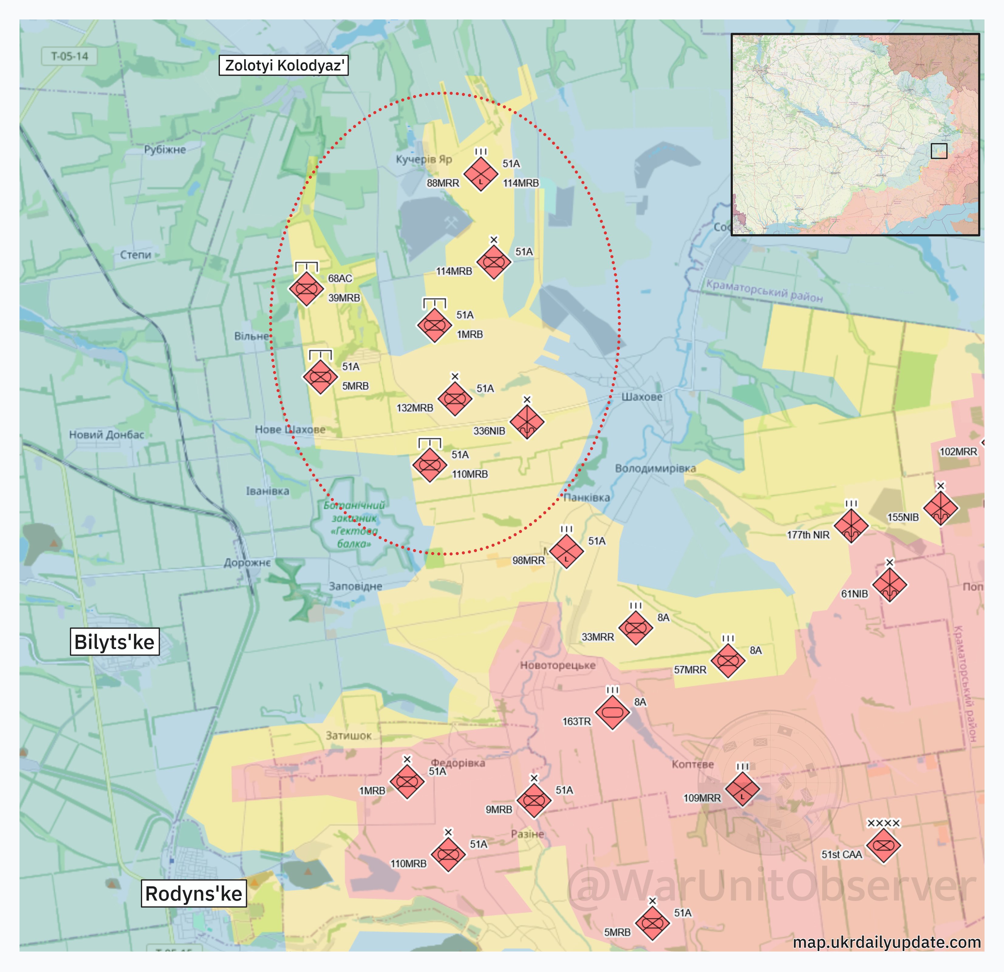 Дислокация подразделений ВС РФ в районе Добропольского выступа