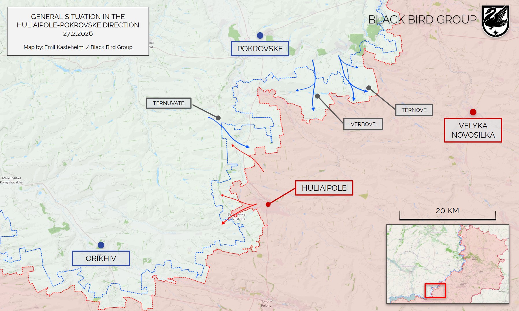 Ситуация на южно-донецком направлении по версии OSINT-группы Black Bird Group
